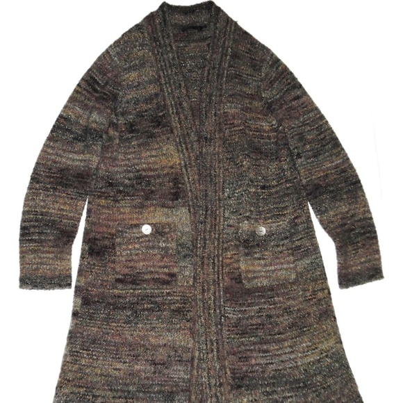 Prana Sweaters - Prana Duster Cardigan Brown Gray Open Front